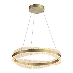 PENDANT LED LIGHT 58W 3000K TRIAC BRUSHED GOLD METAL - CRYSTAL