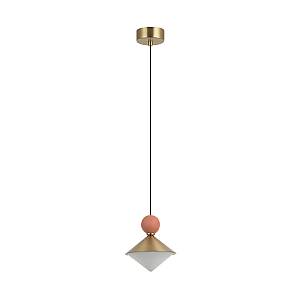 PENDANT LED LIGHT 8W 3000K CERAMIC - METAL - GLASS, BRASS