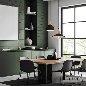 PENDANT LIGHT 1XE27 BLACK-WOOD