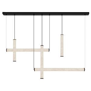 PENDANT LED LIGHT 93W 3000K SUNDY BLACK METAL - ALUMINIUM - ALABASTER