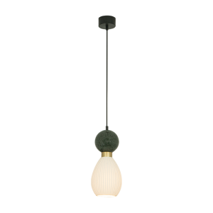 PENDANT LAMP E14 MAX 15W GREEN MARBLE - BRASS