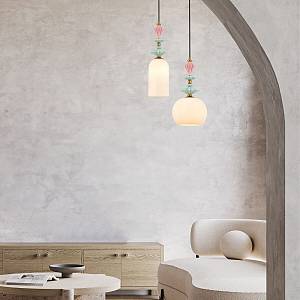 PENDANT LIGHT 1XE27 MAX 40W OPAL WHITE GLASS & CERAMICS