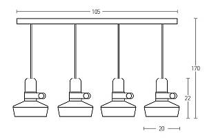 PENDANT LIGHT 4XE27 MAX 40W WHITE