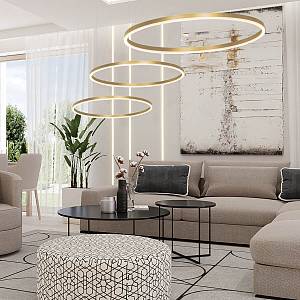 LED PENDANT LIGHT  43W 3000K  ALUMINIUM  & ACRYLIC  GOLD