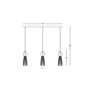 LINE LIGHT 3XE14 MAX 40W GLASS ANTIQUE BRASS