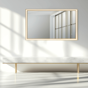 MIRROR WITH LED LIGHT 30W 3000K-4000K RECTANGLE TOUCH DIMMING SWITCH ANODIZED GOLD IP44