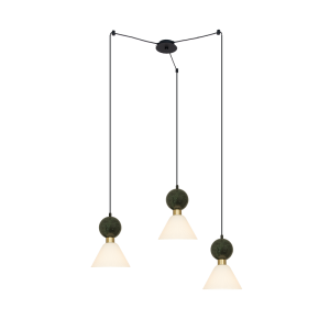 PENDANT 3XE14 MAX 15W GREEN MARBLE - BRASS