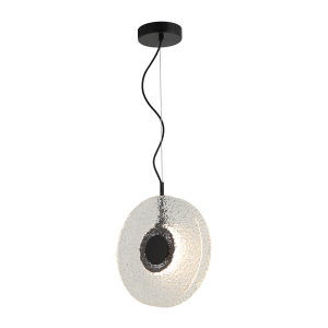 PENDANT LED LIGHT 8W 3000K METAL-GLASS, BLACK-CLEAR GLASS