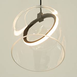 PENDANT LED LIGHT 6W 3000K METAL-SILICON-GLASS,BLACK-CLEAR GLASS