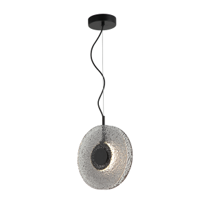 PENDANT LED LIGHT 8W 3000K METAL-GLASS, BLACK-SMOKED GREY