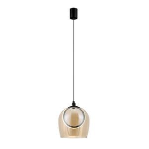 PENDANT LED LIGHT 6W 3000K METAL-SILICON-GLASS,BLACK-CHAMPAGNE
