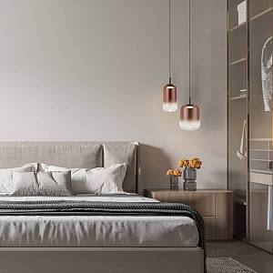 PENDANT LED LIGHT 12W 3000K BLACK-COPPER GLASS
