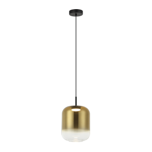 PENDANT LED LIGHT 12W 3000K BLACK-GOLD GLASS