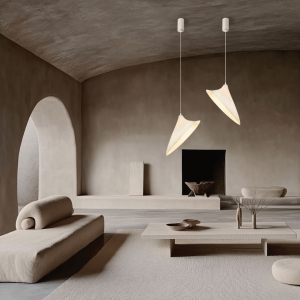 PENDANT LIGHT 1xE27 MAX 15W MULBERRY SILK - METAL WHITE