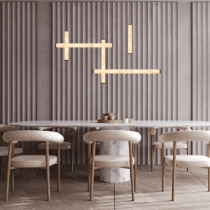 PENDANT LED LIGHT 93W 3000K SUNDY BLACK METAL - ALUMINIUM - ALABASTER