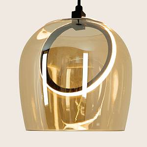PENDANT LED LIGHT 6W 3000K METAL-SILICON-GLASS,BLACK-CHAMPAGNE