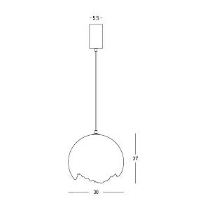 PENDANT LIGHT 1xE27 MAX 15W METAL - PAPER PULP - PLASTIC GLOBE  WHITE