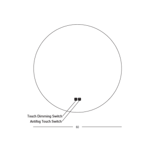 MIRROR WITH LED LIGHT 15W 3000K-4000K ROUND BACK LIGHT TOUCH DIMMING & ANTIFOG SWITCHES IP44