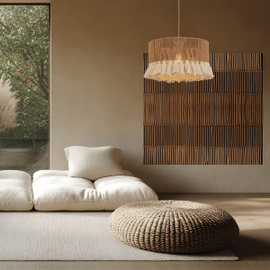 PENDANT LIGHT 1xE27 MAX 40W BROWN BEIGE METAL - NATURAL PAPER ROPE