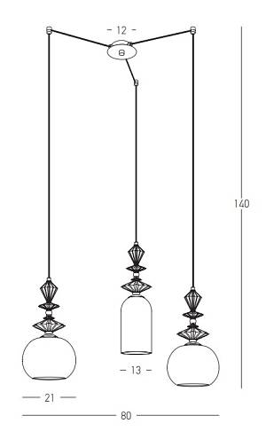PENDANT LIGHT 3XE27 METAL/CERAMIC/OPAL GLASS