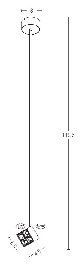 PENDANT SPOT LIGHT SQUERED LED 7W 3000K BLACK WHITE