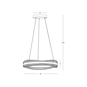 PENDANT LED LIGHT 58W 3000K TRIAC BRUSHED GOLD METAL - CRYSTAL