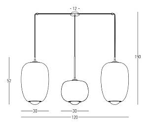 LINE LIGHT 3XG9 SMOKED GLASS -GOLD MATT