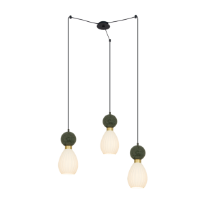 PENDANT 3XE14 MAX 15W GREEN MARBLE - BRASS