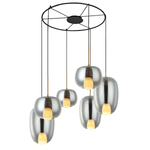 PENDANT LIGHT 6XG9 SMOKED GLASS -GOLD MATT