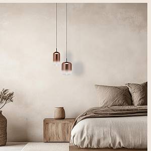 PENDANT LED LIGHT 12W 3000K BLACK-COPPER GLASS