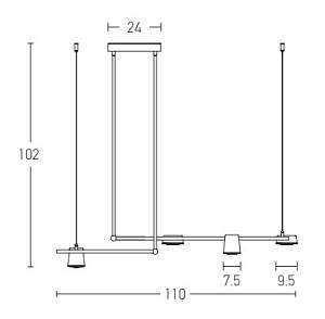 PENDANT LIGHT 28W LED 3000K  220-240V METAL-ACRYLIC SANDY BLACK &  BRASS