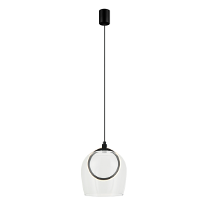 PENDANT LED LIGHT 6W 3000K METAL-SILICON-GLASS,BLACK-CLEAR GLASS
