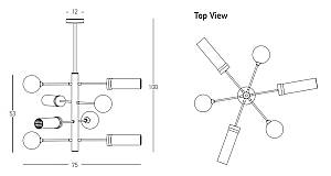 PENDANT LIGHT  4XG9& 4XE27 OPAL GLASS  BLACK - ANTIQUE BRASS