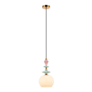 PENDANT LIGHT 1XE27 MAX 40W OPAL WHITE GLASS & CERAMICS