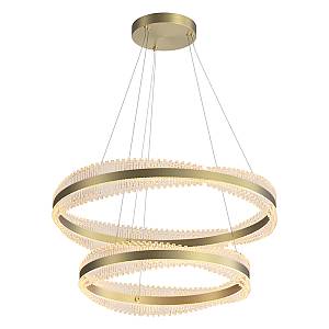 PENDANT LED LIGHT 118W 3000K TRIAC BRUSHED GOLD METAL - CRYSTAL
