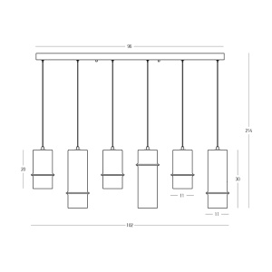 PENDANT LED LINE LIGHT 26W 3000K SANDY BLACK - SMOKED GLASS
