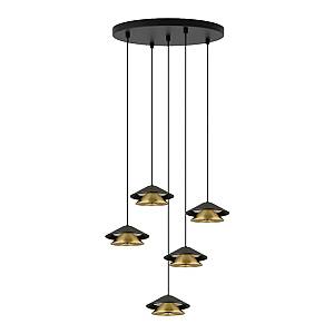 PENDANT LED LIGHT 45W 3000K BLACK BASE - SANDY BLACK SHADE - BRUSHED GOLD ELECTROPLATE