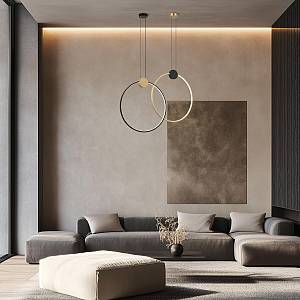 PENDANT LED LIGHT 24W 3000K ALUMINIUM-SILICON,GOLD-BLACK RING