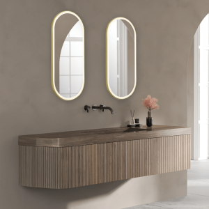 MIRROR WITH LED LIGHT 18W 3000K-4000K TOUCH DIMMING SWITCH ANODIZED GOLD IP44