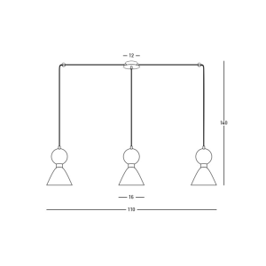 PENDANT 3XE14 MAX 15W BLACK MARBLE - BRASS