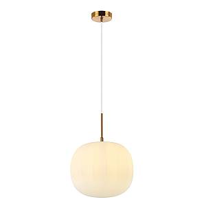 GLASS PENDANT LAMP 40W  1X E27  FROST WHITE GLASS  &ANCIENT BRASS