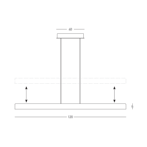 PENDANT LED LINE LIGHT 40W 3000K TRIAC BRUSHED GREY -ALUMINIUM - BLACK METAL