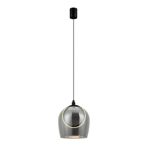 PENDANT LED LIGHT 6W 3000K METAL-SILICON-GLASS,BLACK-SMOKED GREY