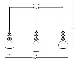 LINE LIGHT 3XE27 METAL/CERAMIC/OPAL GLASS