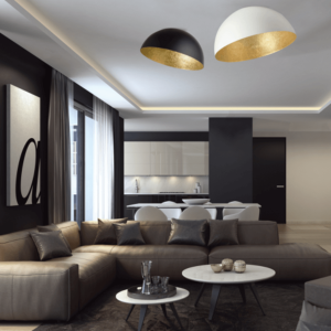 CEILING LAMP E27 MAX 40W METAL BLACK-GOLDEN LEAF