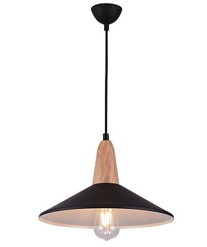 PENDANT LIGHT 1XE27 BLACK-WOOD