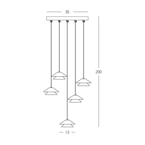 PENDANT LED LIGHT 45W 3000K BLACK BASE - SANDY BLACK SHADE - BRUSHED GOLD ELECTROPLATE