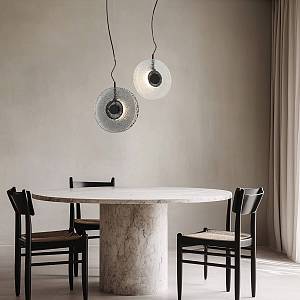 PENDANT LED LIGHT 8W 3000K METAL-GLASS, BLACK-SMOKED GREY