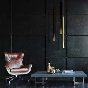 LED PENDANT LIGHT 6W 3000K ALUMINIUM   BLACK CANOPY - BRASS LAMP