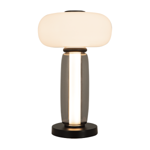 TABLE LED LIGHT 23W 3000K METAL-SMOKED & OPAL GLASS , BLACK